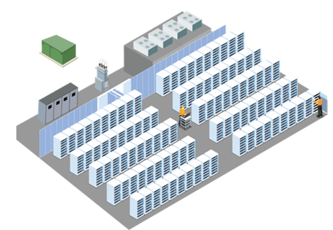 Isometric illustration of a data center 